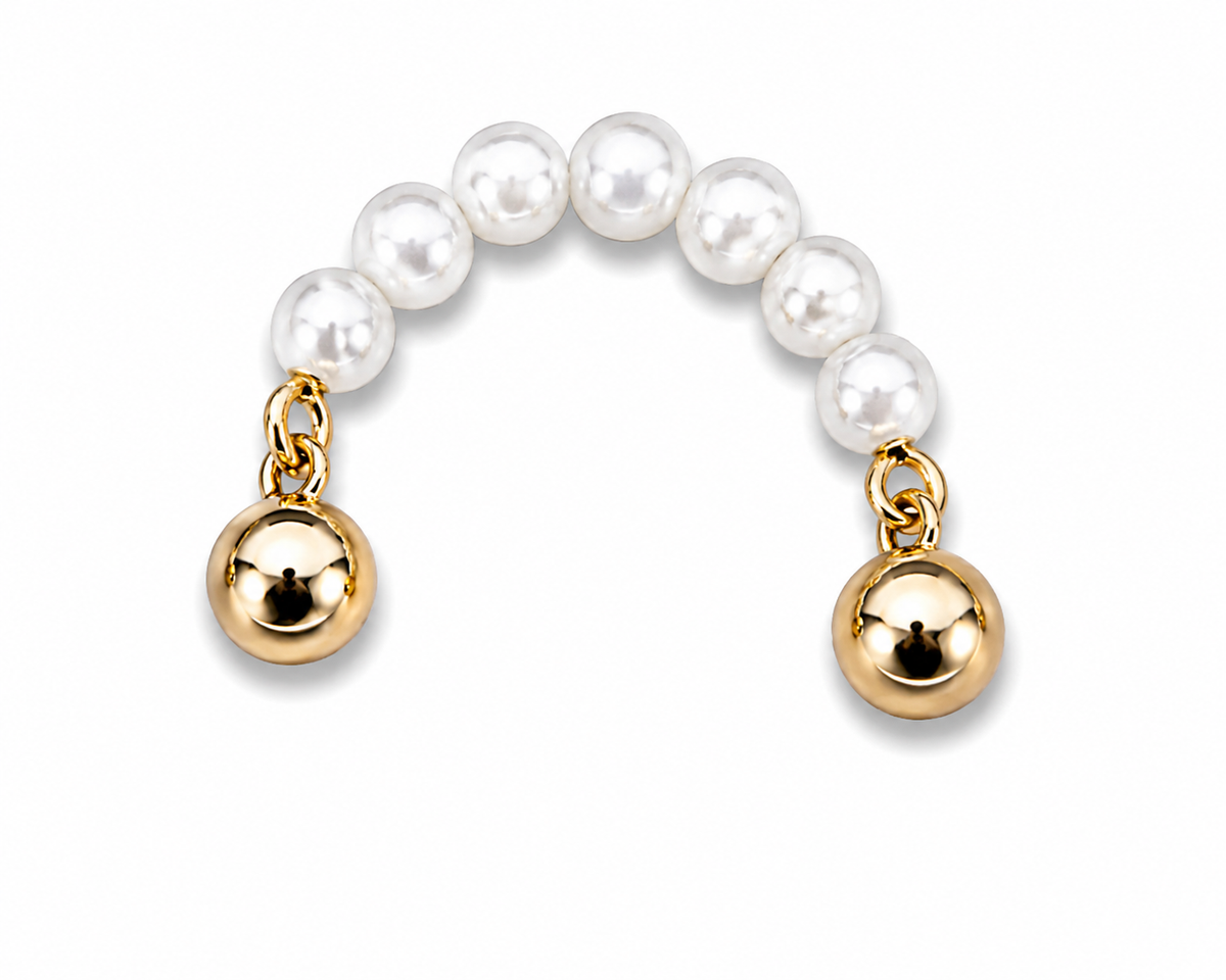 Pearl arc with gold balls